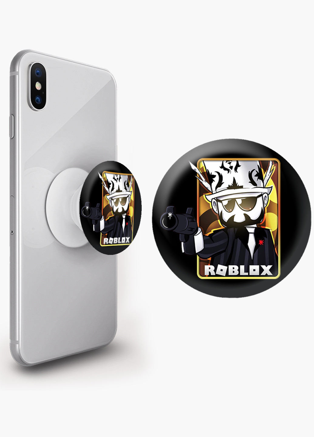 Попсокет (Popsockets) тримач для смартфону Роблокс (Roblox) (8754-1222) Чорний MobiPrint (216748290)