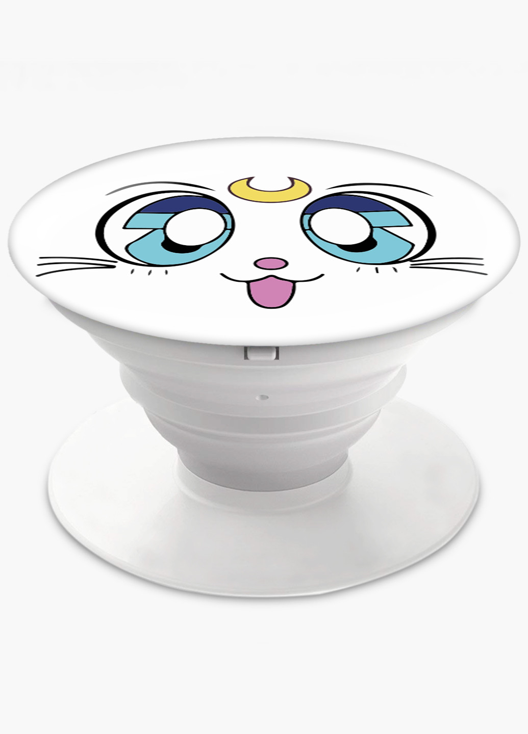 Попсокет (Popsockets) тримач для смартфону Місяць Кішка Сейлор Мун (anime Sailor Moon Cats) (8754-2921) Чорний MobiPrint (229014712)