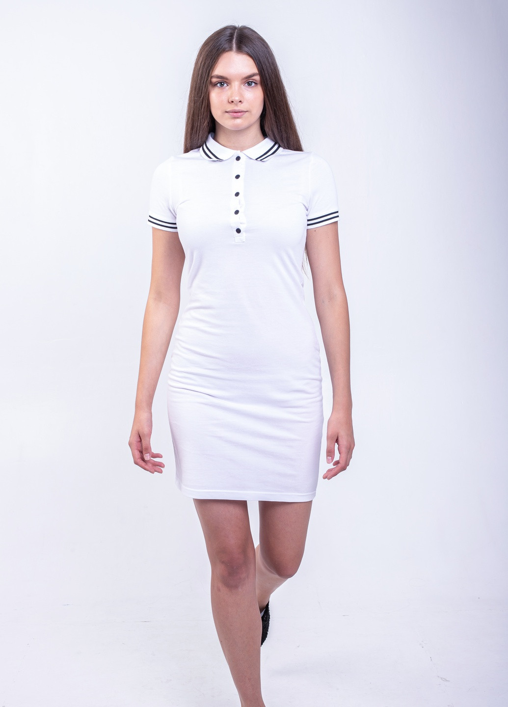 Белое кэжуал платье поло premium поло TvoePolo однотонное