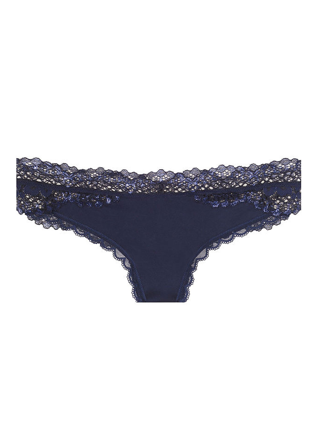 Трусики Victoria's Secret стрінги однотонні темно-сині повсякденні поліамід