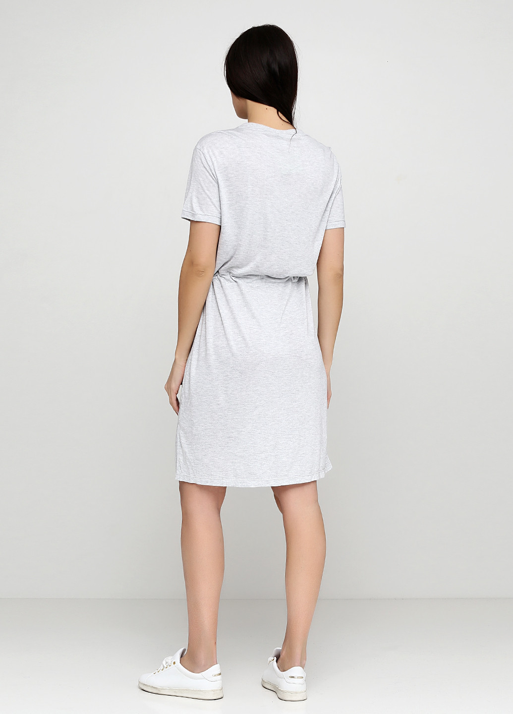 Светло-серое кэжуал платье миди H&M однотонное