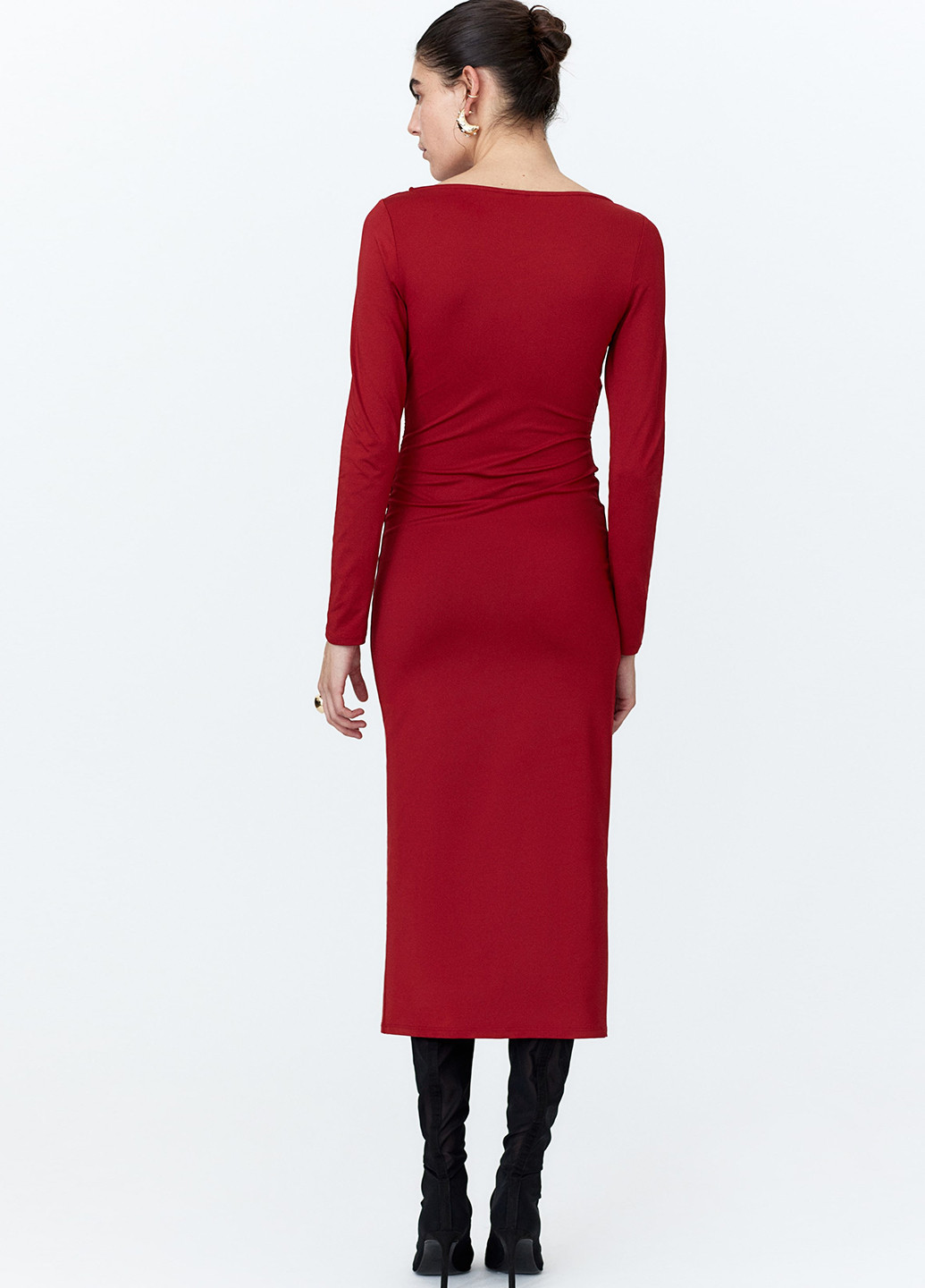 Темно-красное кэжуал платье H&M однотонное