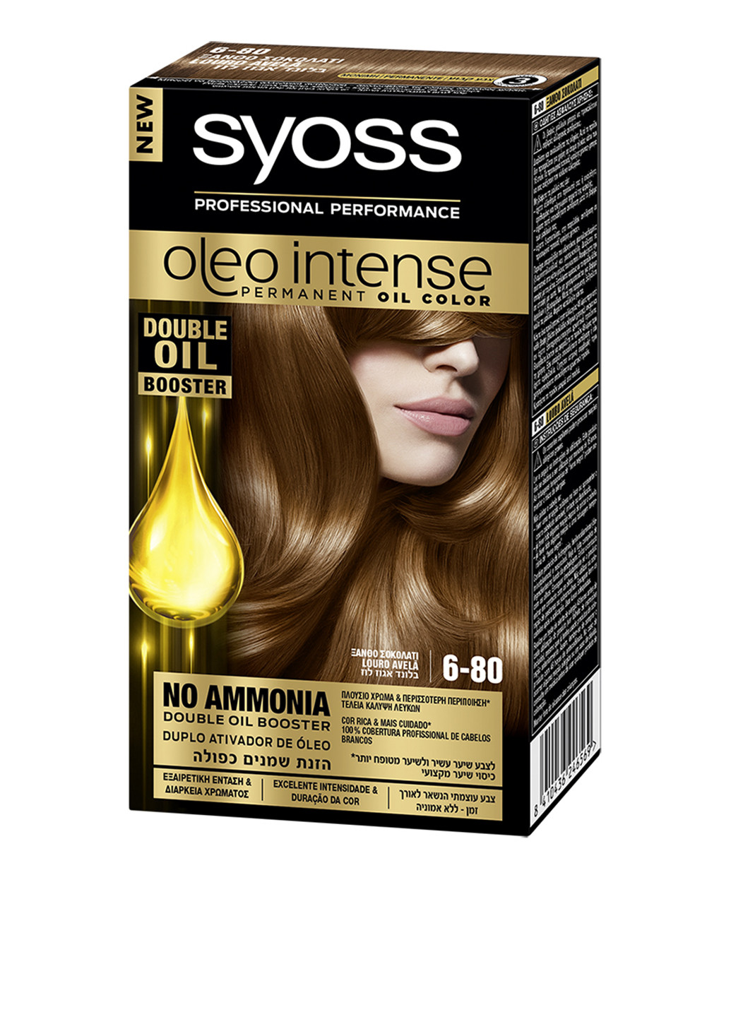 Краска для волос без аммиака Oleo Intense 6-80 Золотистый русый, 115 мл Syoss (252264846)