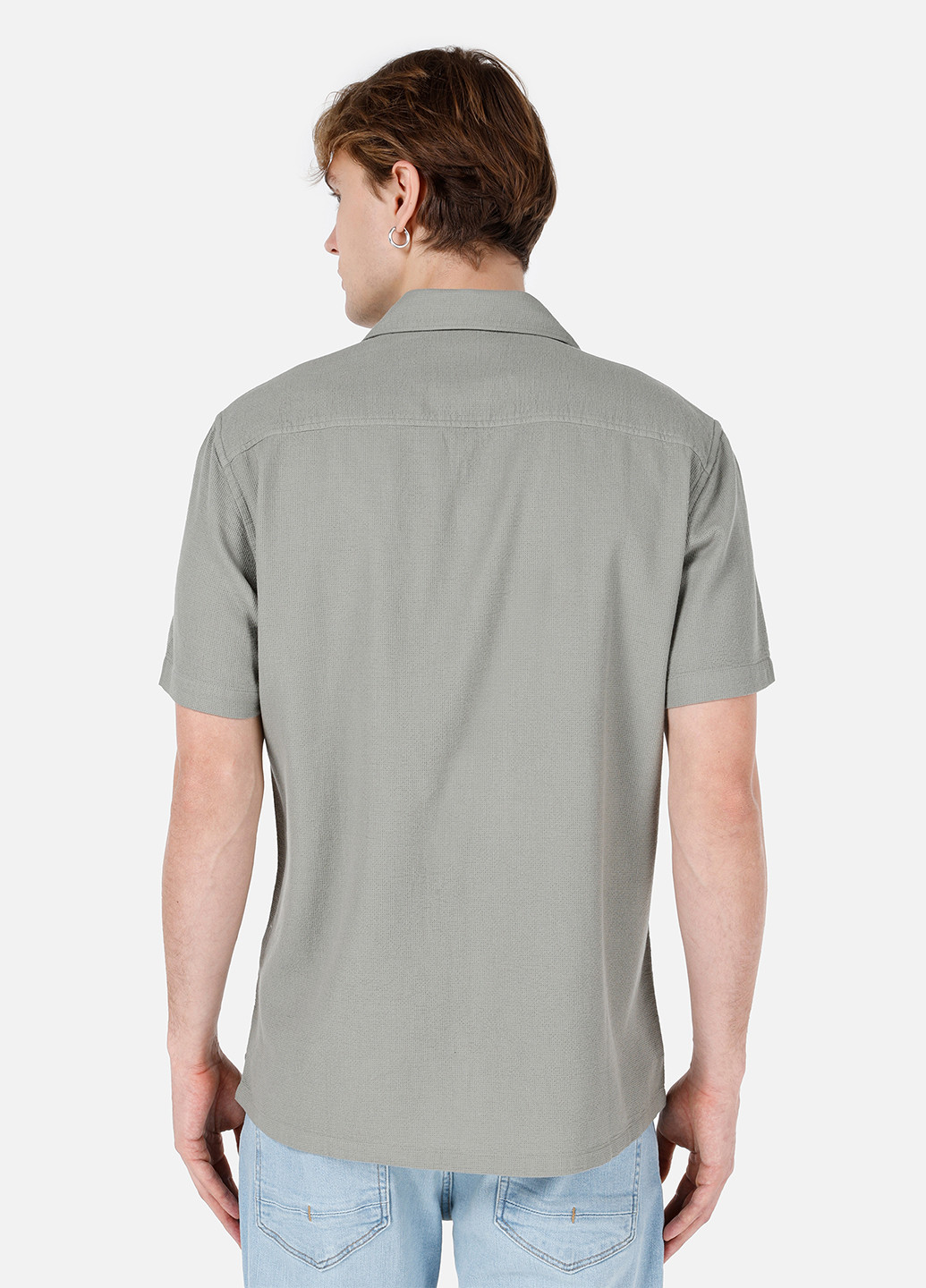 Серо-зеленая кэжуал рубашка однотонная Colin's