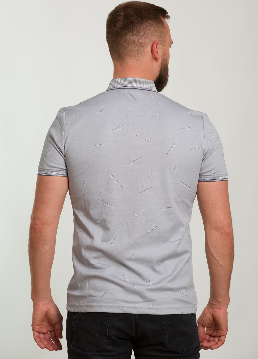 Серая футболка-поло для мужчин Trend Collection с рисунком