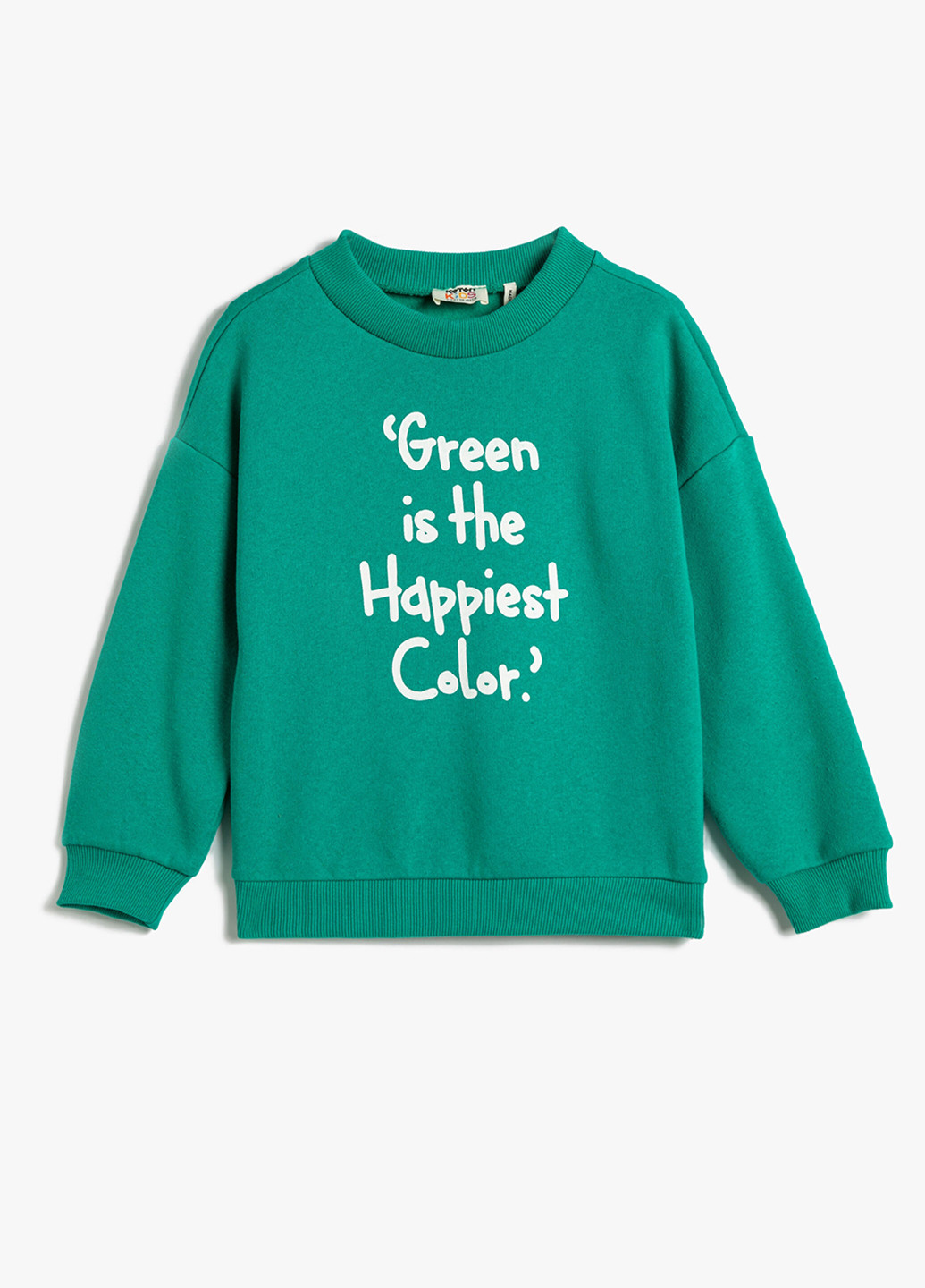 KOTON свитшот надпись бирюзовый кэжуал хлопок, трикотаж