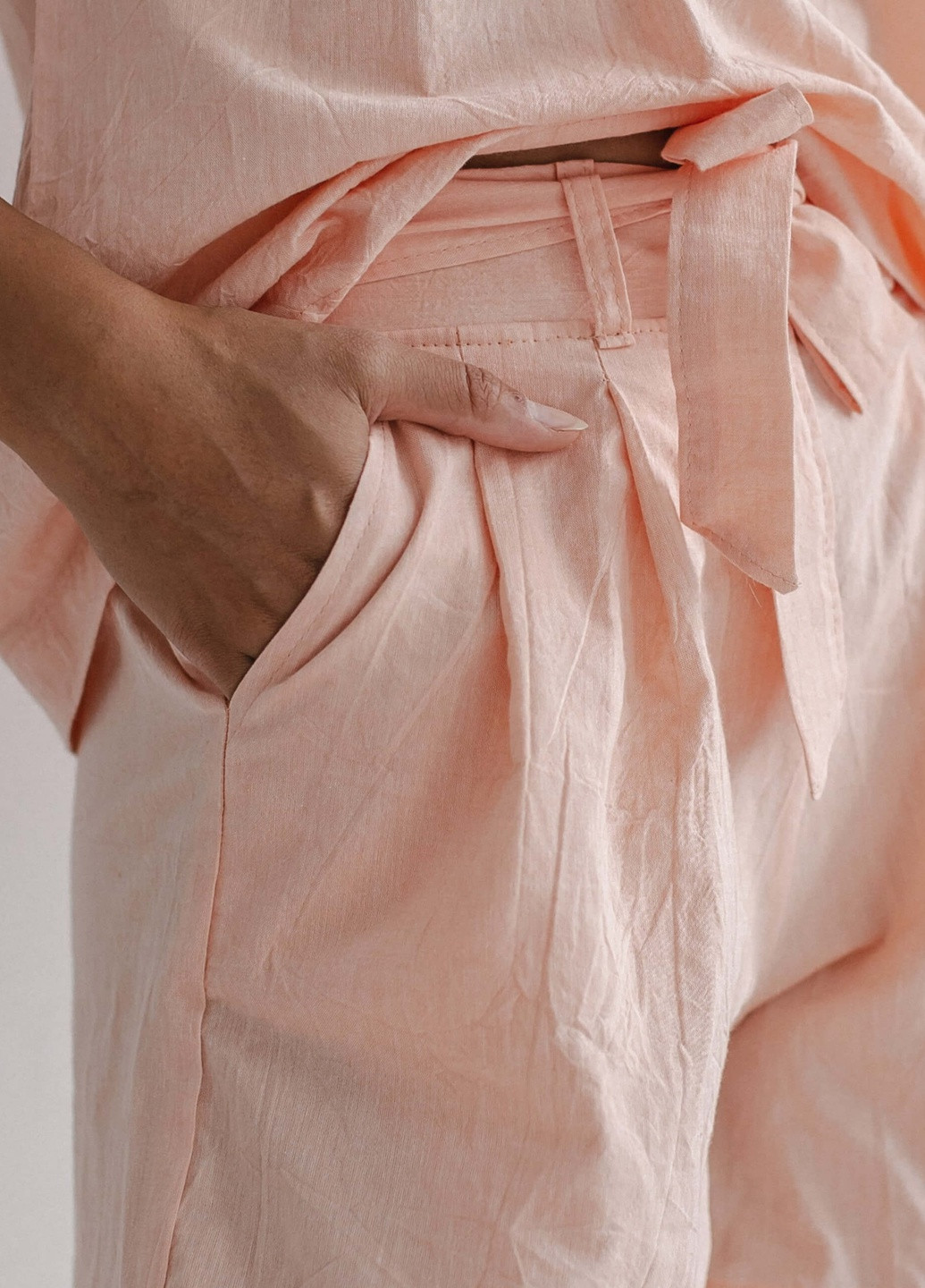Персиковая всесезон пижама женская с шортами apricot (l) футболка + шорты Leglo