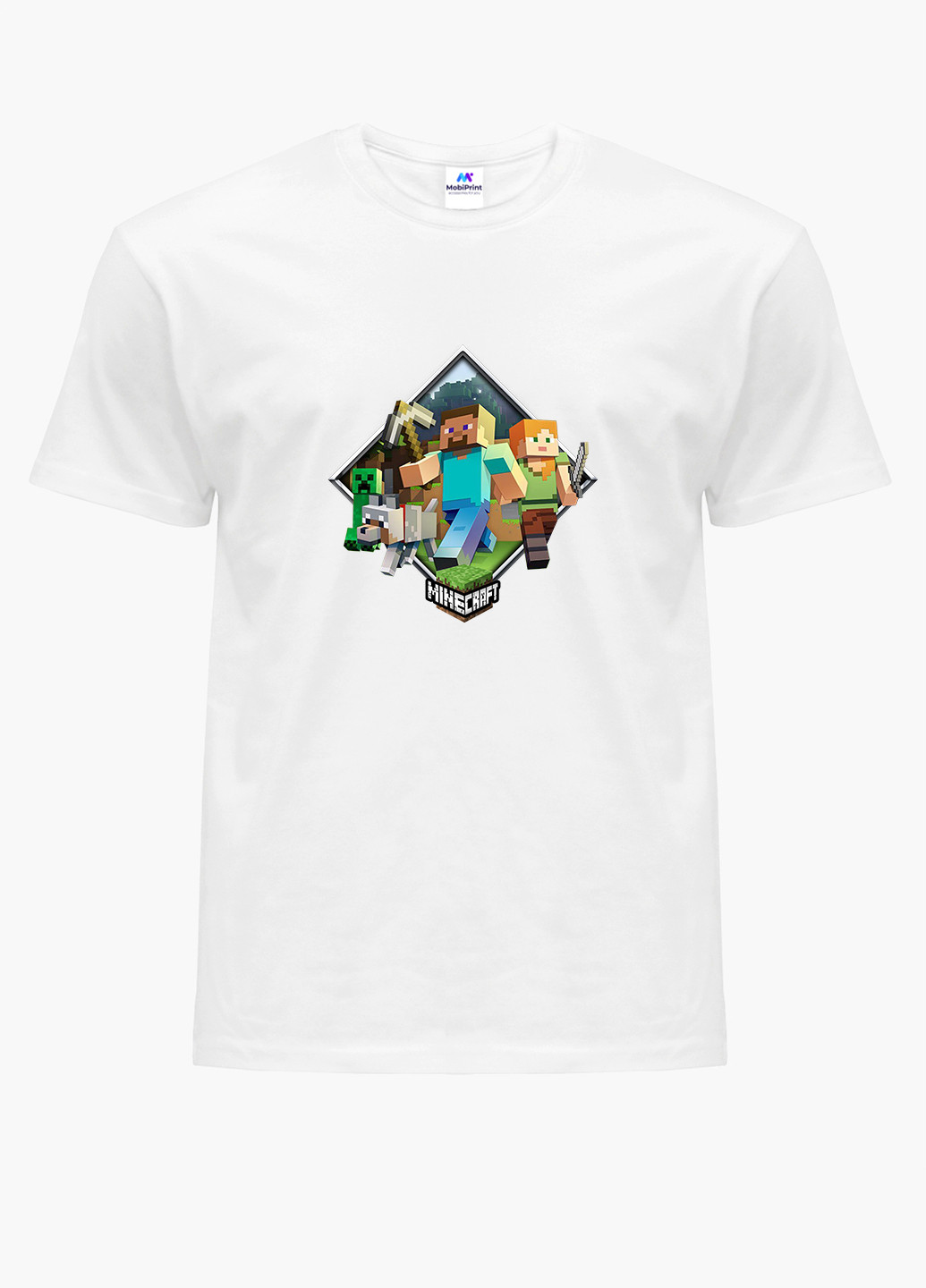 Белая демисезонная футболка детская майнкрафт (minecraft)(9224-1175) MobiPrint