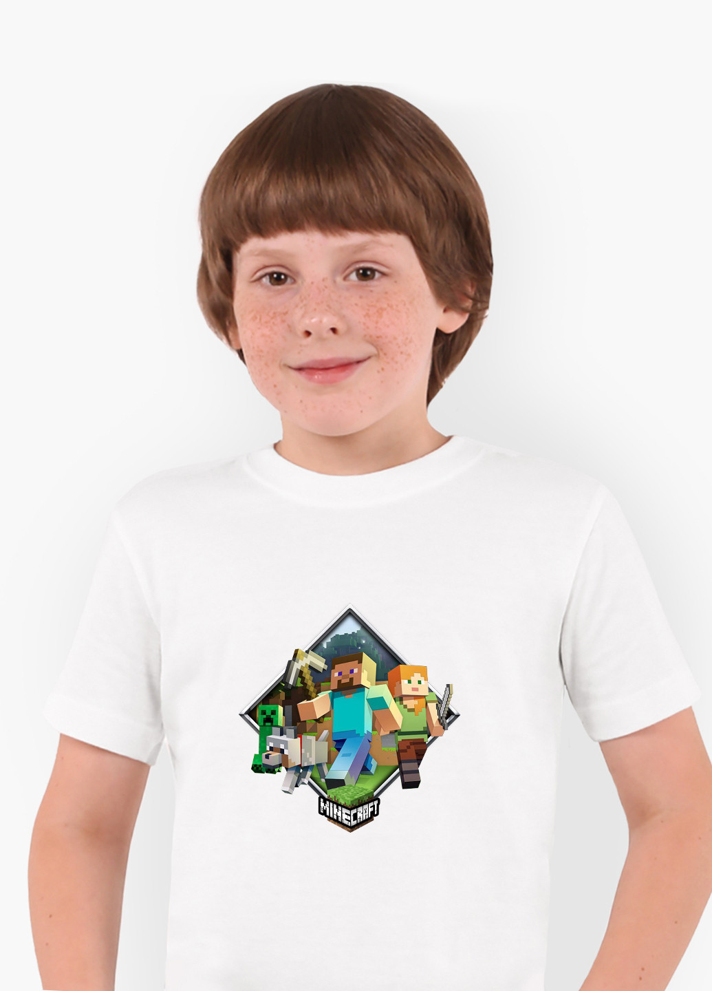 Белая демисезонная футболка детская майнкрафт (minecraft)(9224-1175) MobiPrint