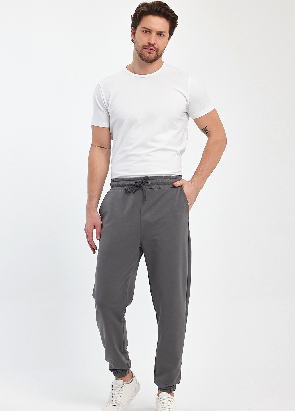 Серые кэжуал демисезонные джоггеры брюки Trend Collection