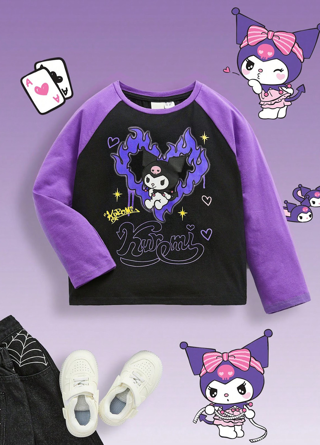 Фиолетовый демисезонный кэжуал лонгслив SHEIN с рисунком