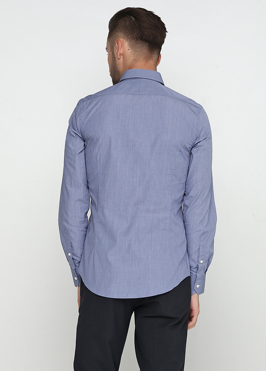 Голубой кэжуал рубашка меланж Massimo Dutti с длинным рукавом