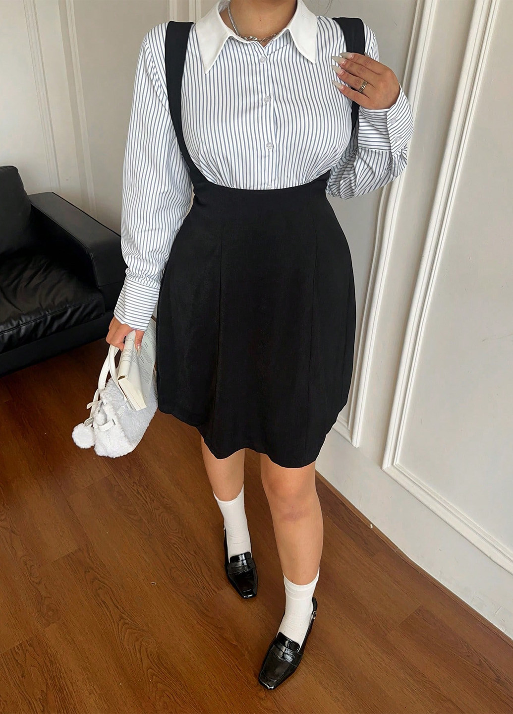 Комбинированный демисезонный комплект (блуза, сарафан) SHEIN