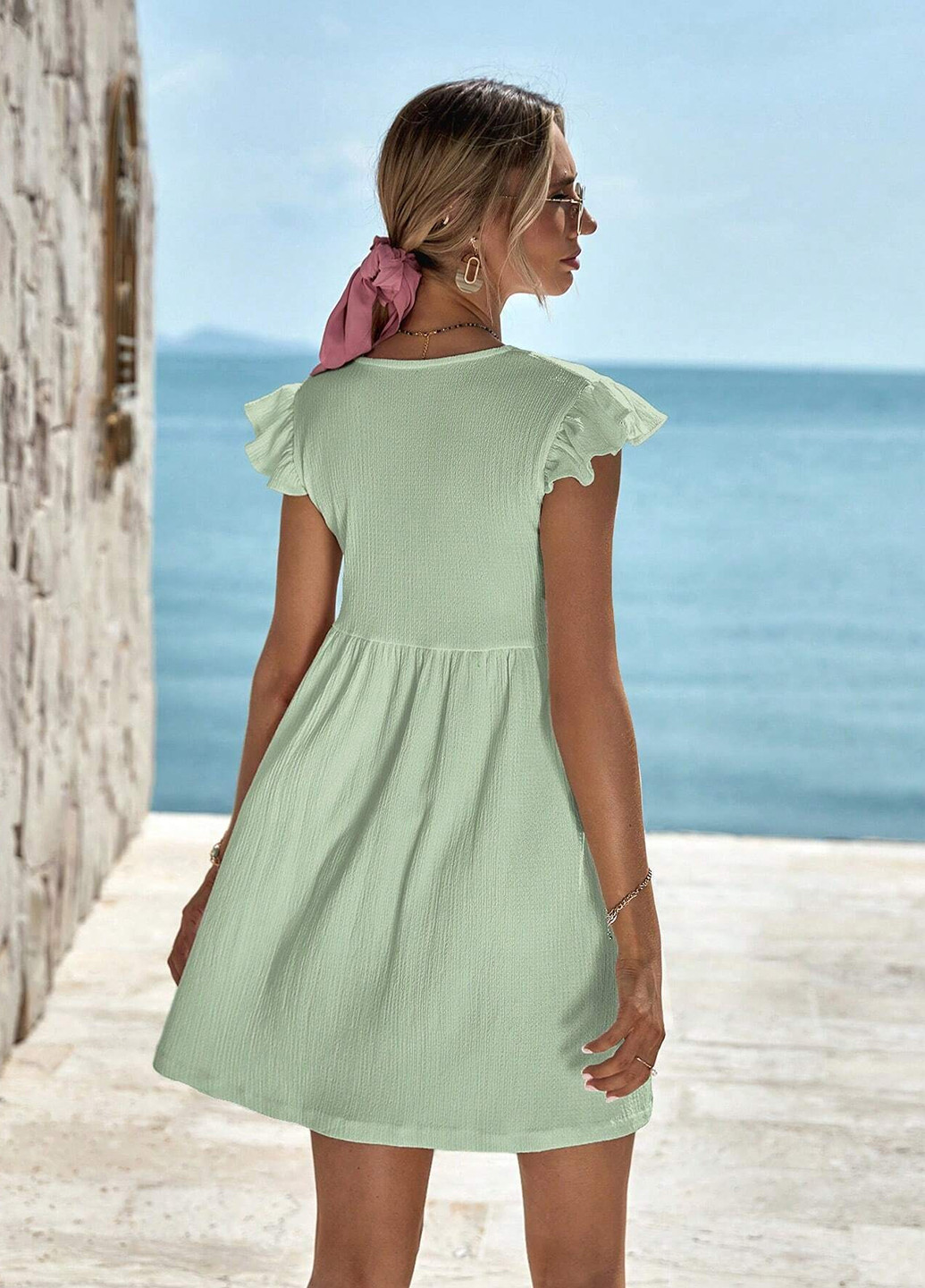 М'ятна кежуал сукня а-силует SHEIN однотонна