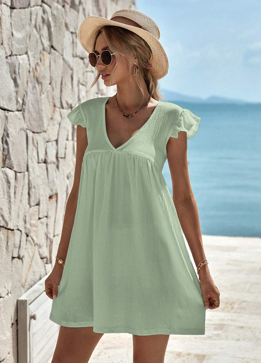 М'ятна кежуал сукня а-силует SHEIN однотонна