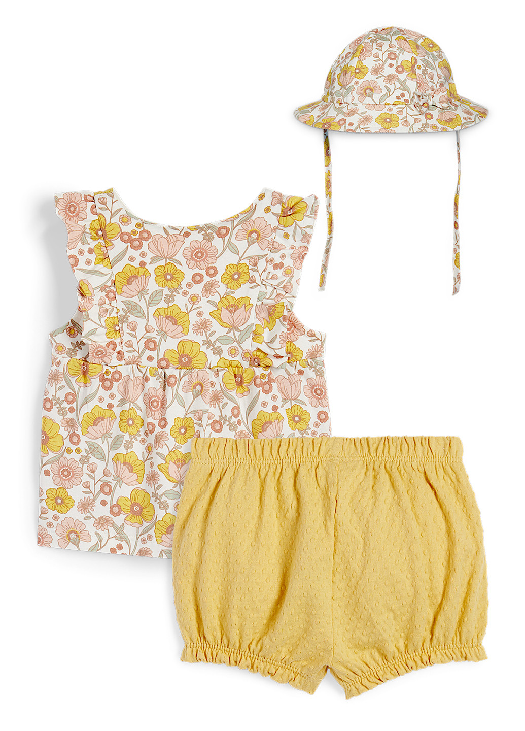 Желтый летний комплект (туника, шорты, панама) C&A