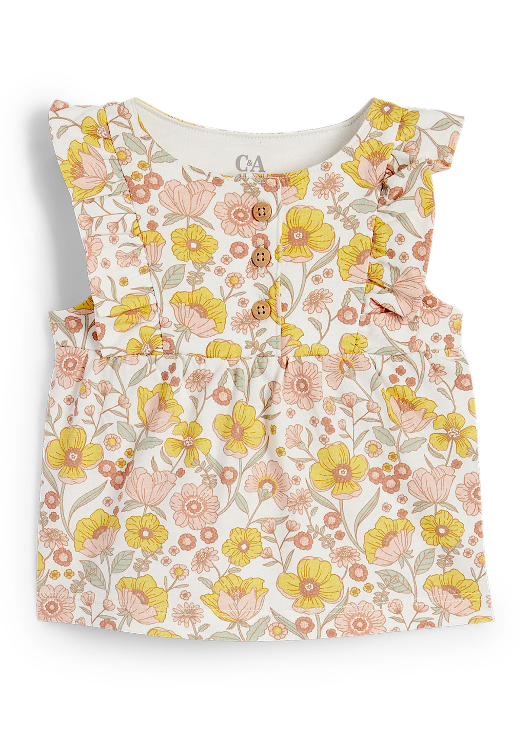 Желтый летний комплект (туника, шорты, панама) C&A