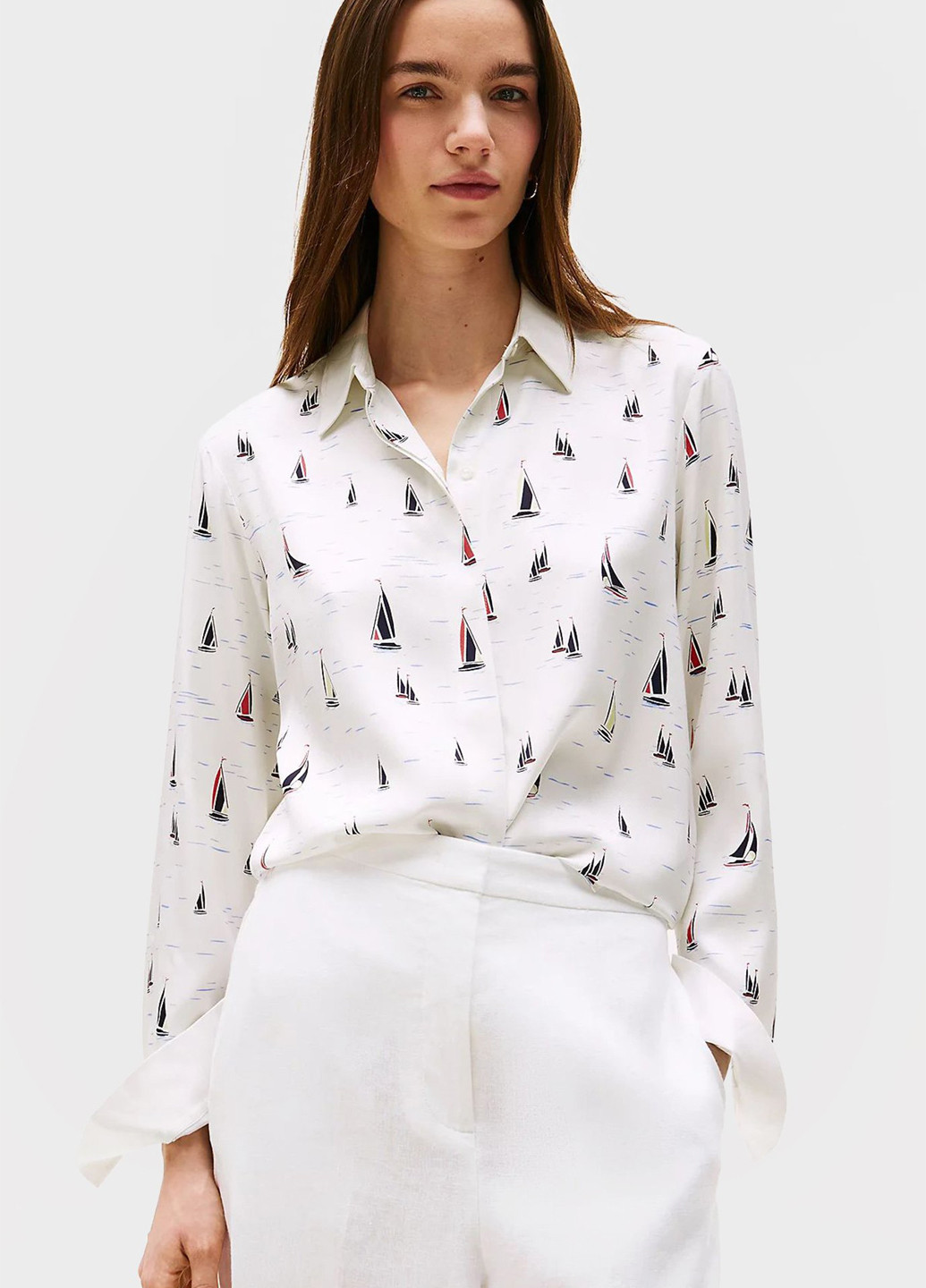 Белая кэжуал рубашка с рисунком Tommy Hilfiger