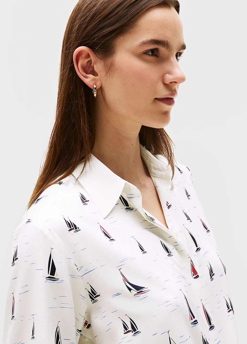 Белая кэжуал рубашка с рисунком Tommy Hilfiger