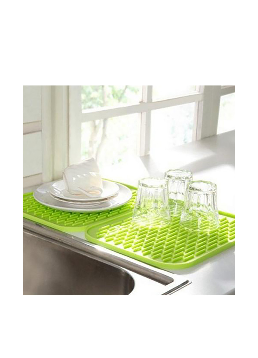 Килимок для сушіння посуду, 21х15 см TV-magazin оливково-зелений