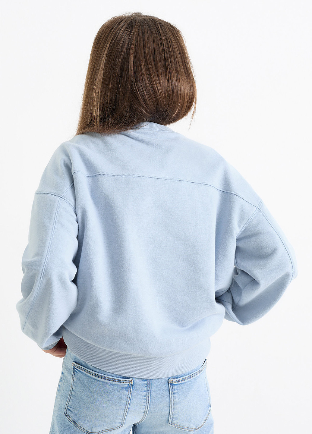C&A свитшот однотонный голубой кэжуал хлопок, трикотаж