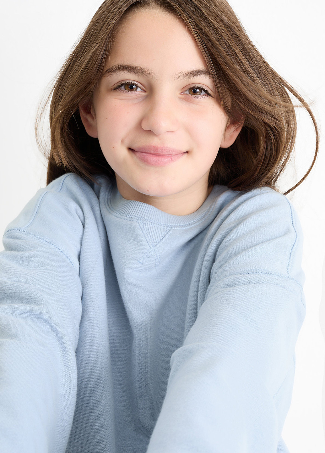 C&A свитшот однотонный голубой кэжуал хлопок, трикотаж