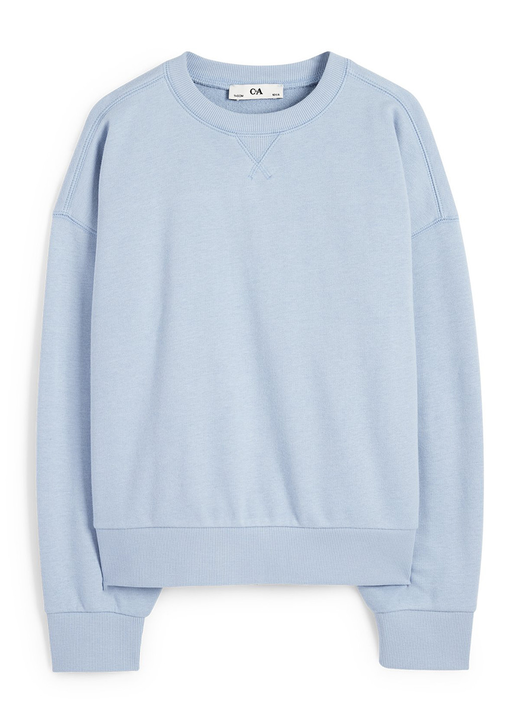 C&A свитшот однотонный голубой кэжуал хлопок, трикотаж