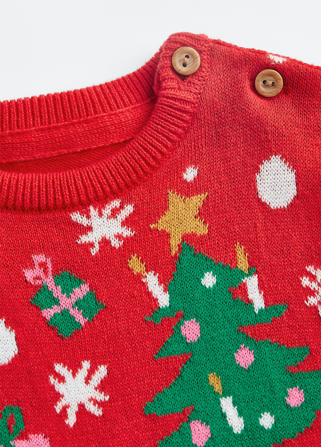 Красный зимний свитер джемпер H&M