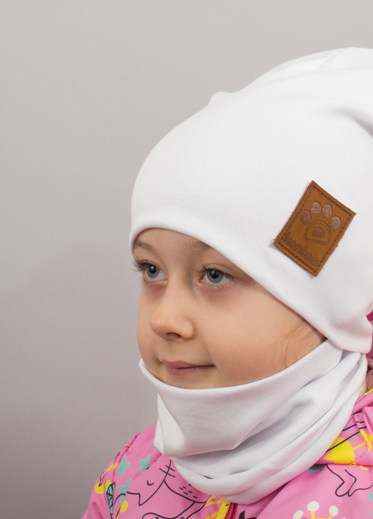 Дитяча шапка з хомутом КАНТА "Лапка" розмір 48-52 білий (OC-556) Канта (222439504)