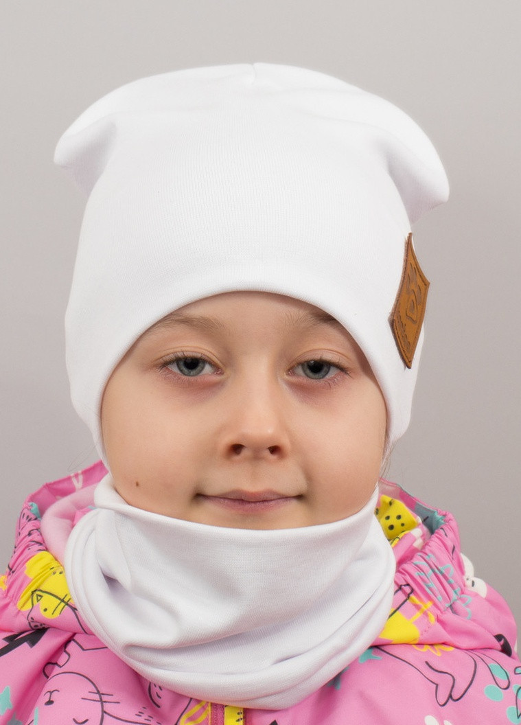 Дитяча шапка з хомутом КАНТА "Лапка" розмір 48-52 білий (OC-556) Канта (222439504)