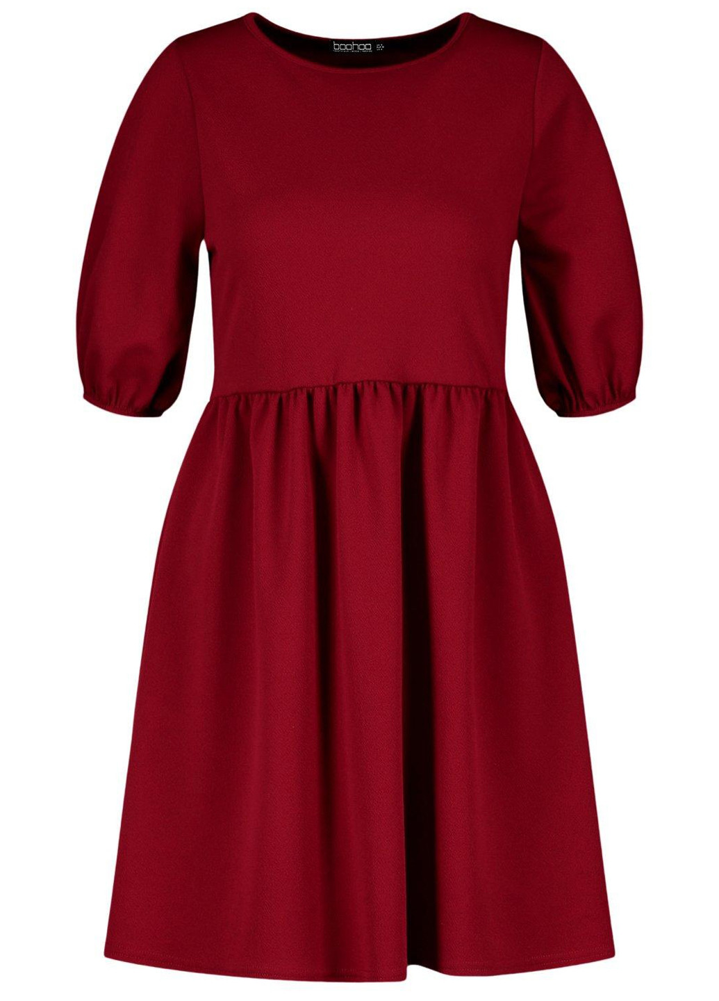 Темно-красное кэжуал платье клеш Boohoo однотонное