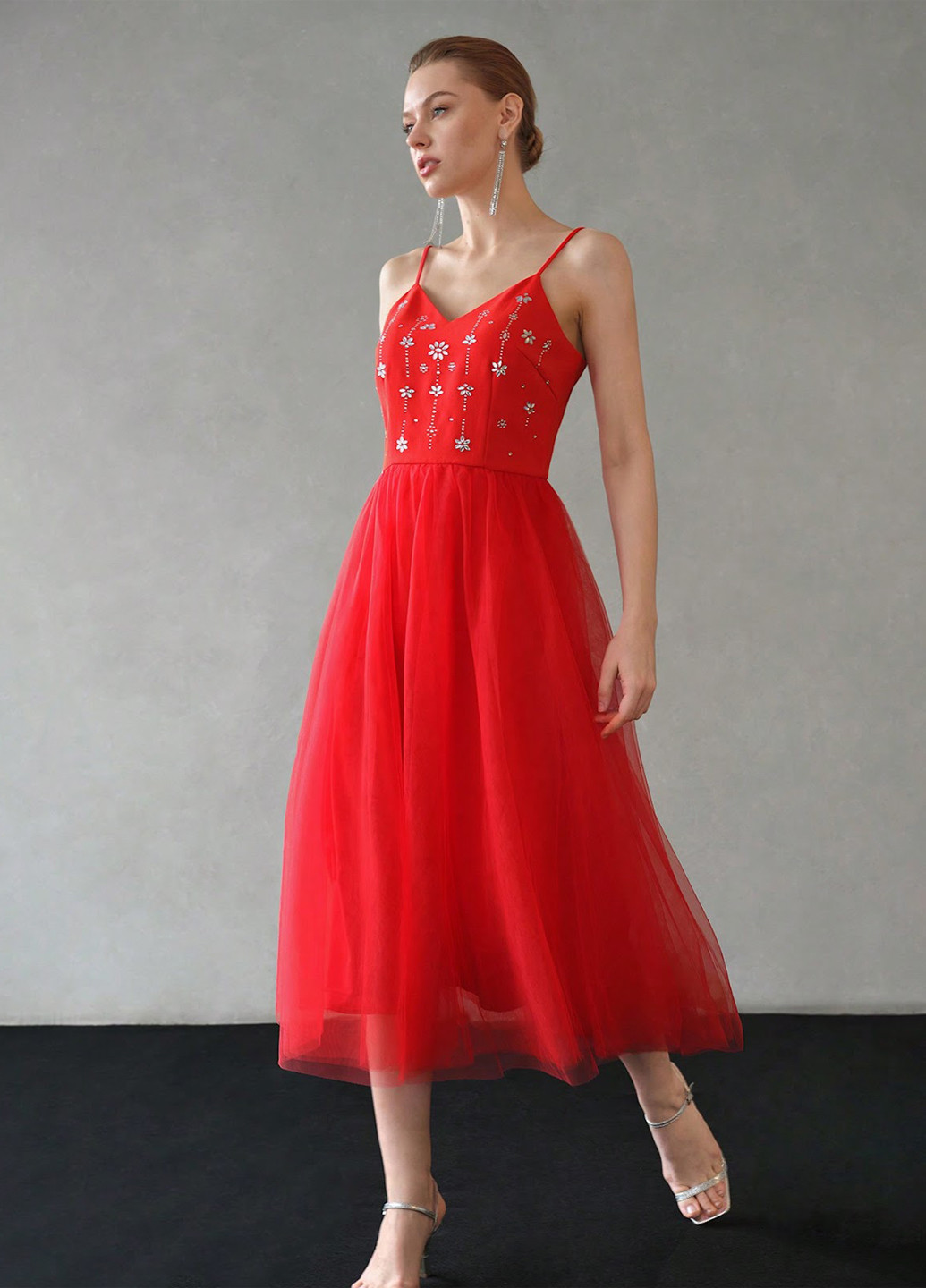 Червона святковий сукня пачка SHEIN однотонна