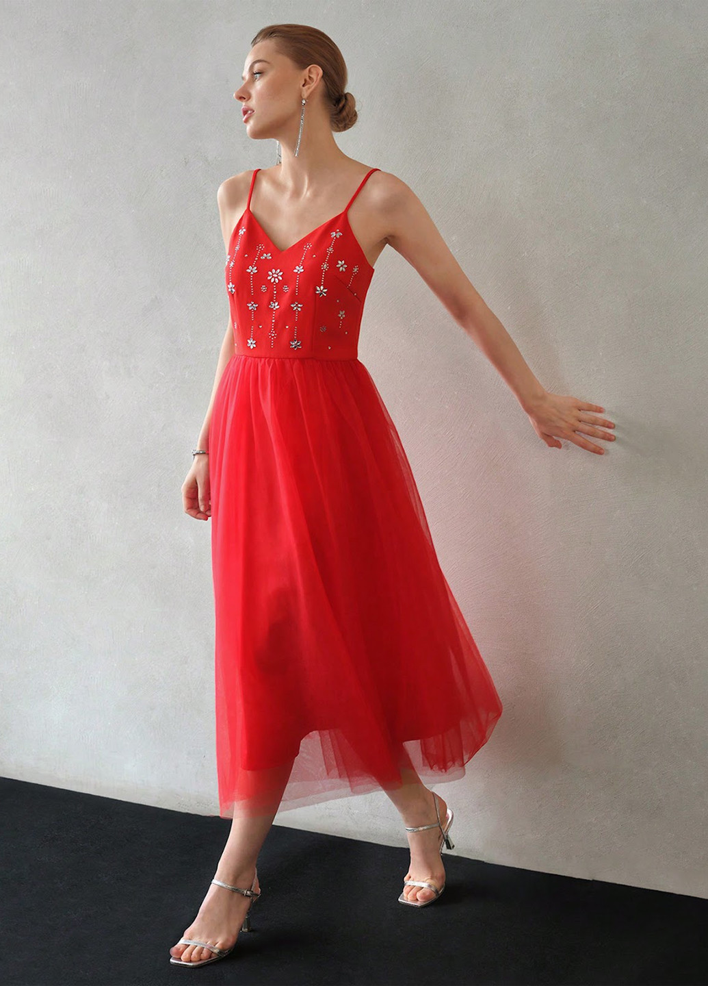 Червона святковий сукня пачка SHEIN однотонна