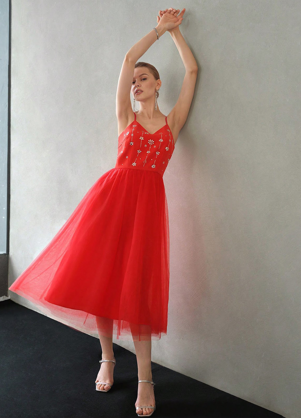 Червона святковий сукня пачка SHEIN однотонна