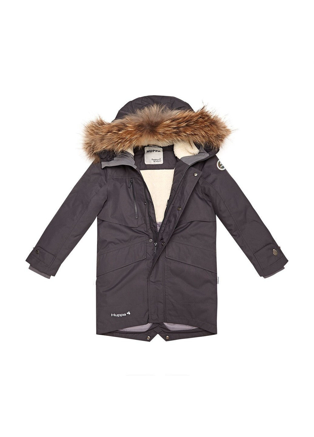 Сірне зимнє Пальто зимове DAVID 1 Huppa