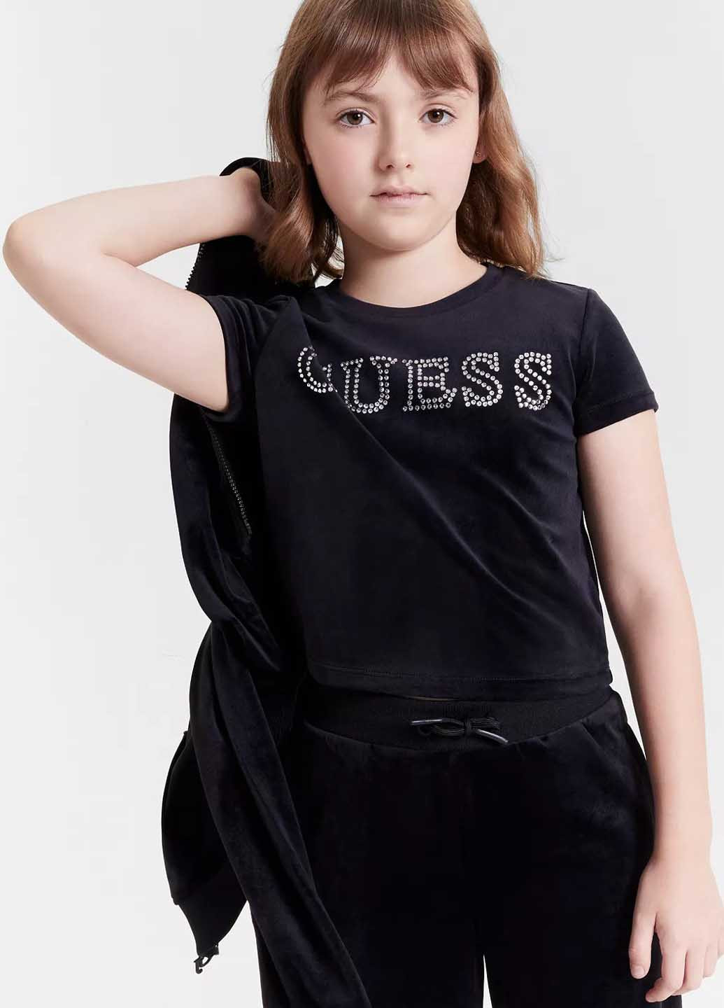 Черная демисезонная футболка Guess