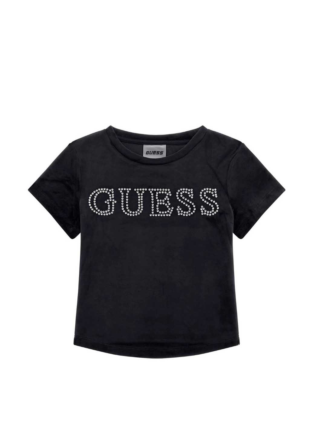 Черная демисезонная футболка Guess