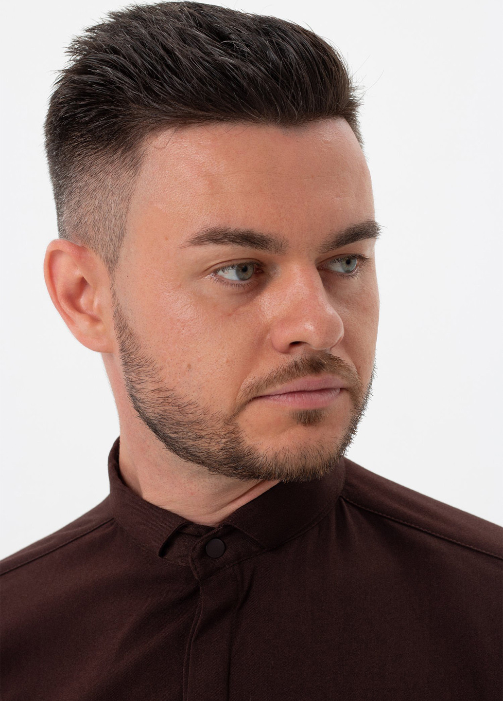 Коричневая кэжуал, классическая рубашка однотонная Trend Collection