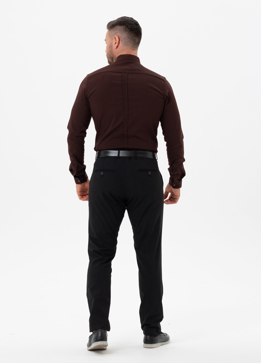 Коричневая кэжуал, классическая рубашка однотонная Trend Collection