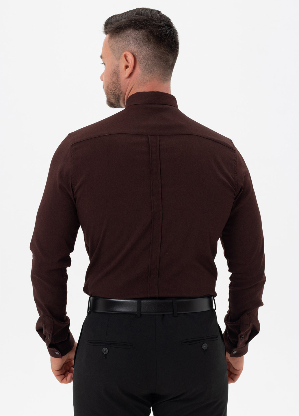 Коричневая кэжуал, классическая рубашка однотонная Trend Collection