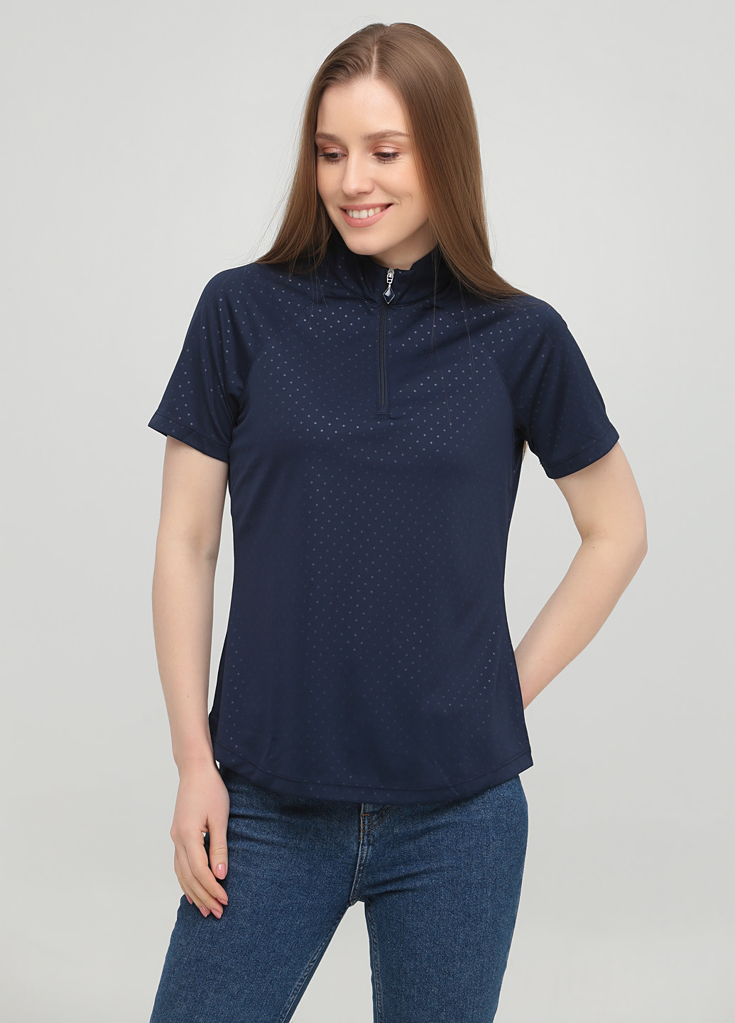 Темно-синяя женская футболка-поло Greg Norman в горошек