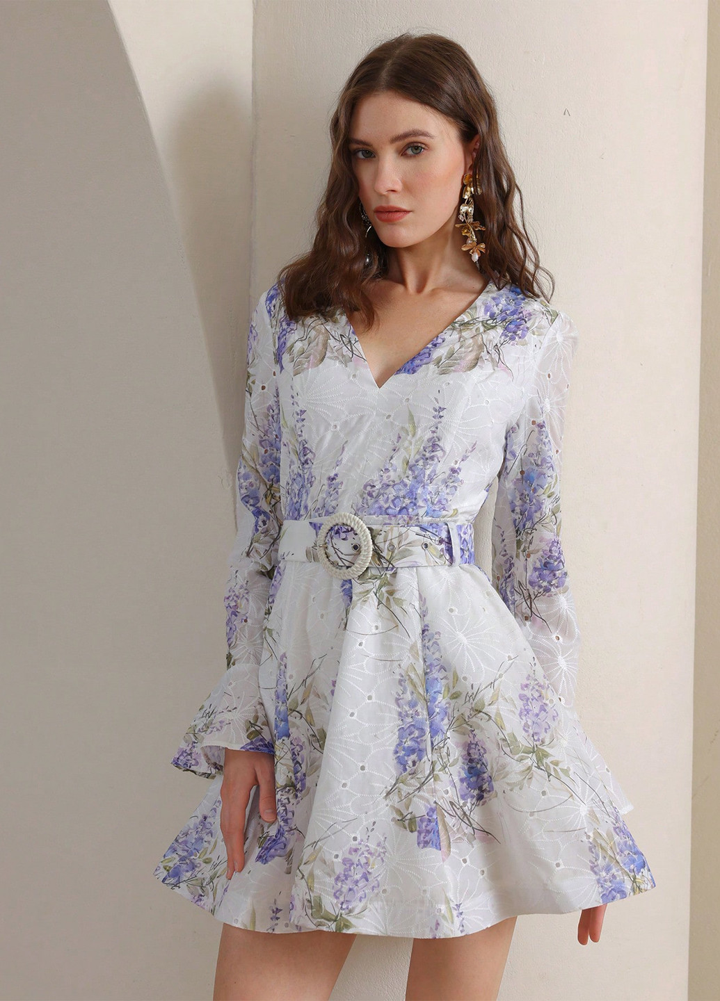 Комбінована вечірня, кежуал сукня кльош SHEIN з квітковим принтом