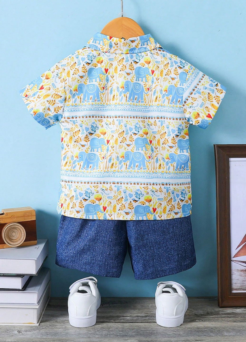 Комбінований літній костюм (сорочка, шорти) з шортами, з сорочкою SHEIN