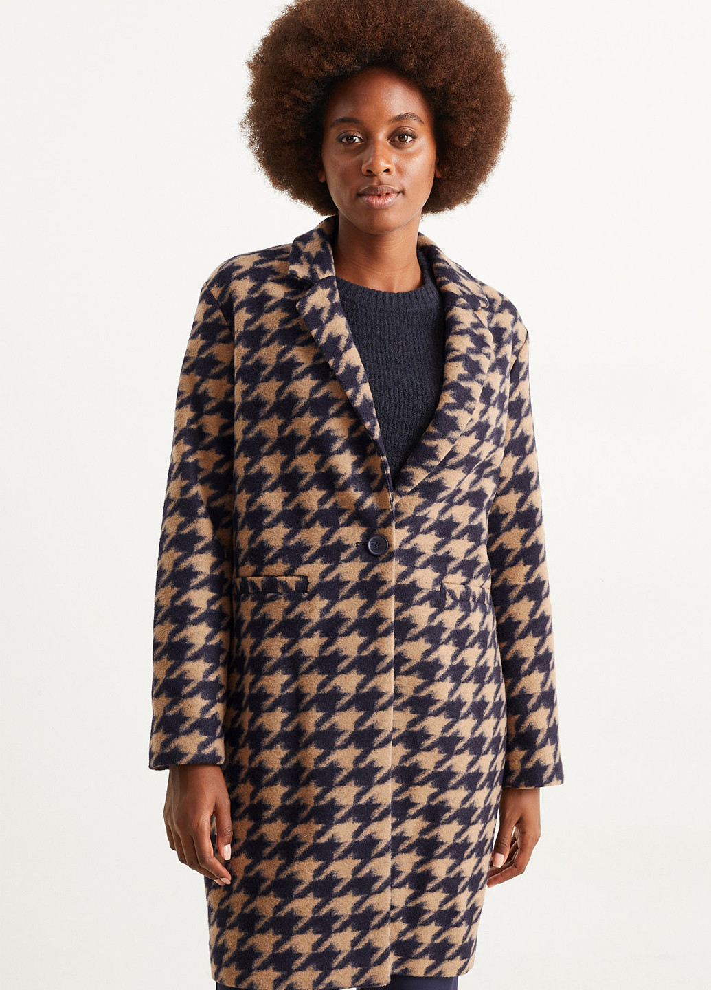 Темно-синє демісезонне Пальто однобортне C&A