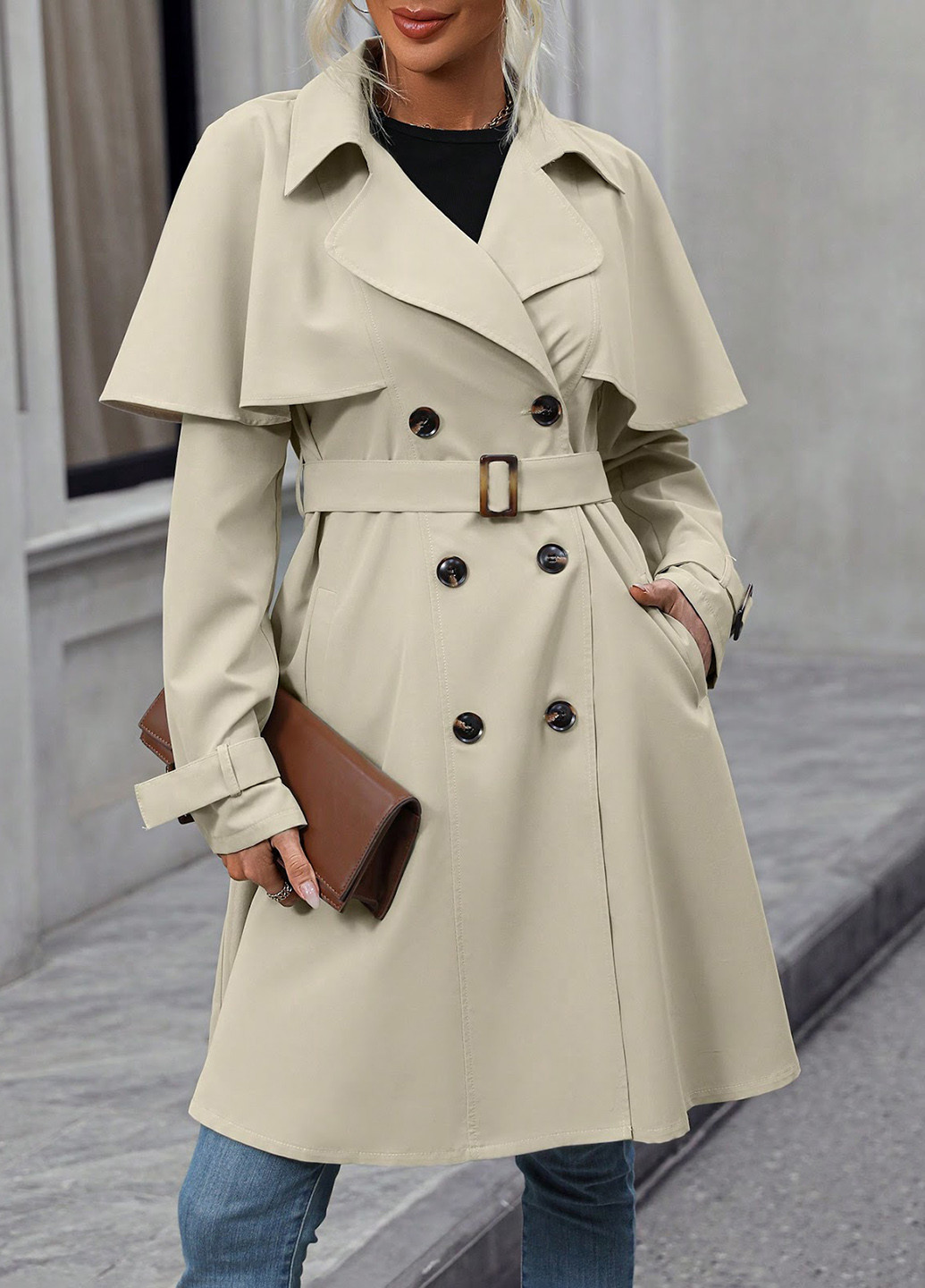 Плащ SHEIN на гудзиках демісезон (330611027)