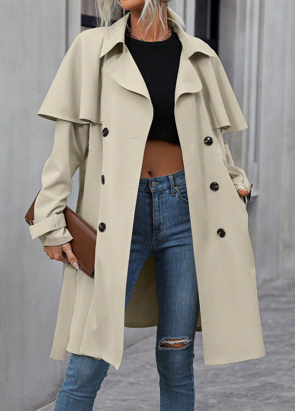 Плащ SHEIN на гудзиках демісезон (330611027)