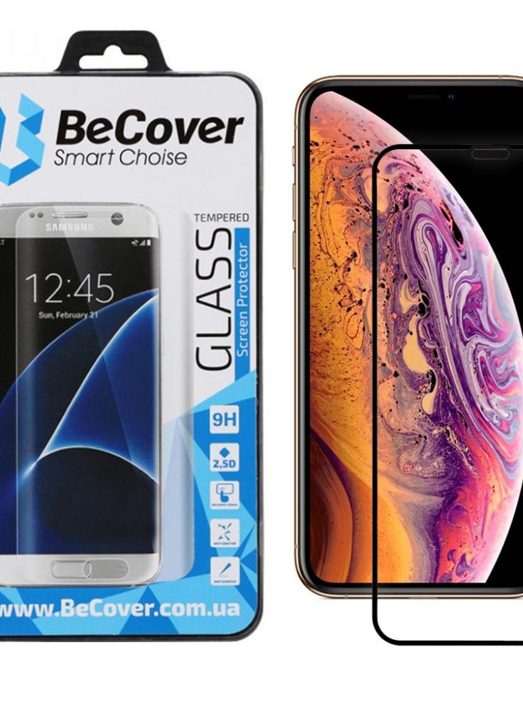 Скло захисне Apple iPhone XS Max Black (702623) BeCover (203968938)
