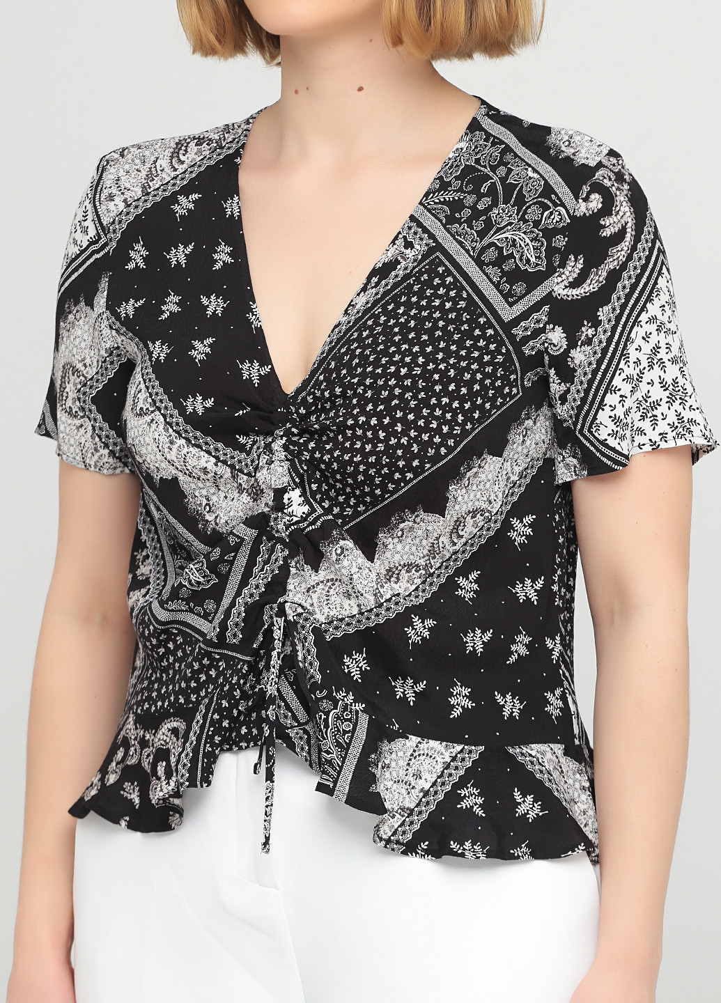 Чорно-біла літня блуза H&M