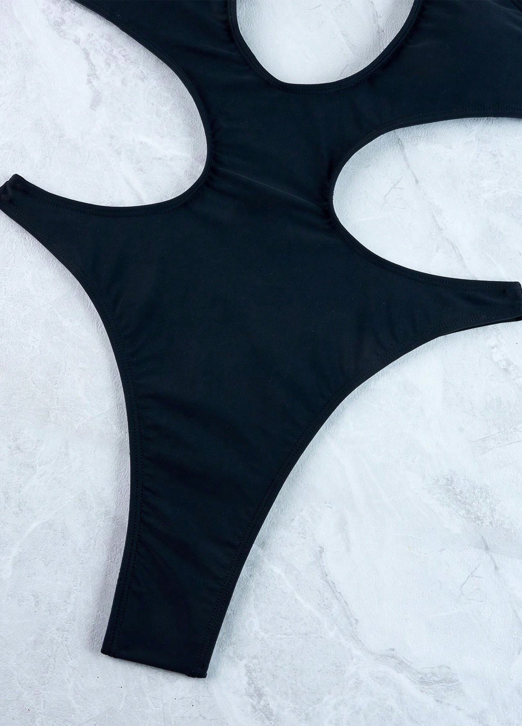 Чорний літній купальник суцільний, монокіні SHEIN