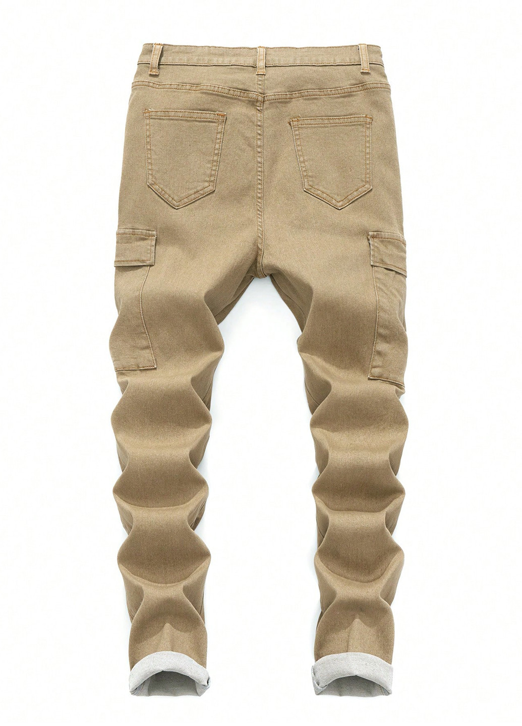 Бежевые демисезонные зауженные джинсы SHEIN